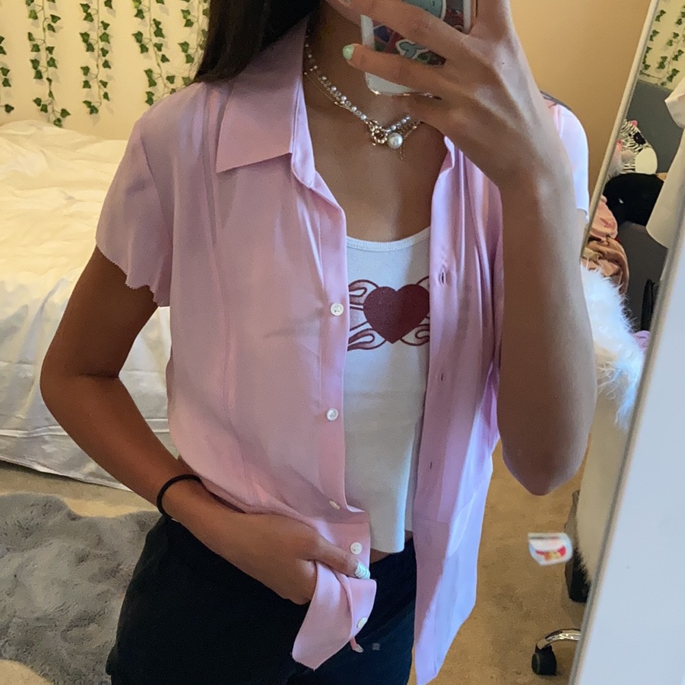 ANN TAYLOR PINK BUTTON UP